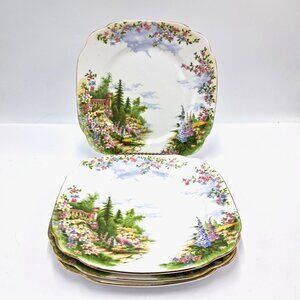 Royal Albert Kentish Rockery Bone China Dinner Plates-Set of 4 -England